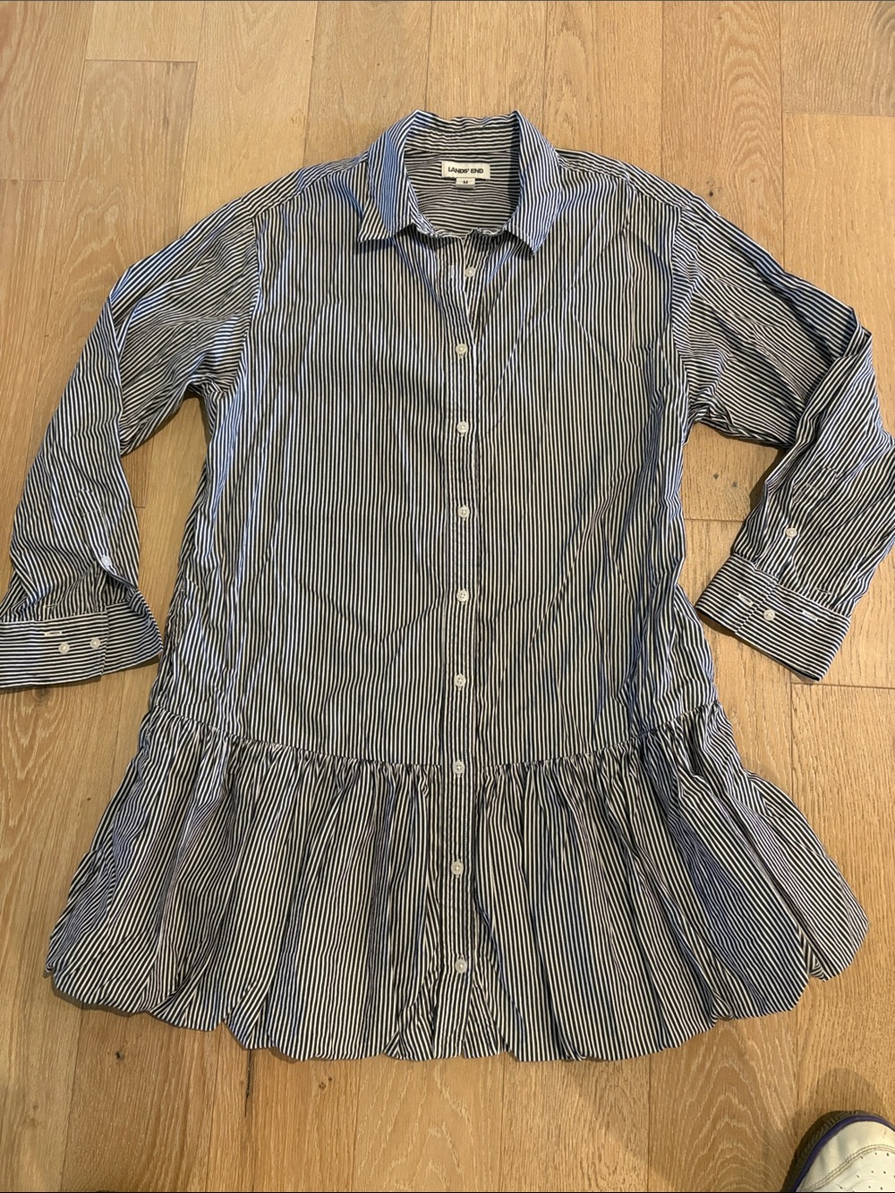 Black and white Stripe Button-Down Peplum dress